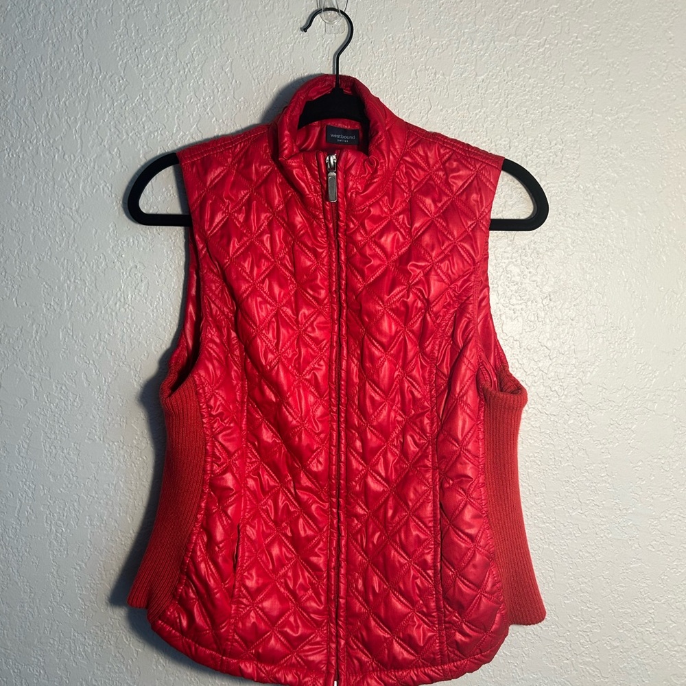 Westbound Petite Women’s Fire Red Zip Up Vest Size Petite Small